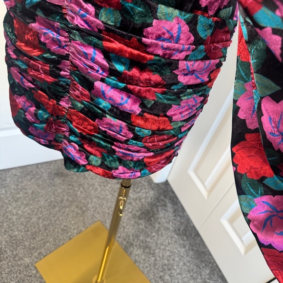NWT Ronny Kobo Blue Floral Velvet Monica Dress, S - Picture 6 of 13